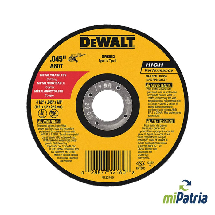 Disco Corte / Metal Dewalt 4 1/2